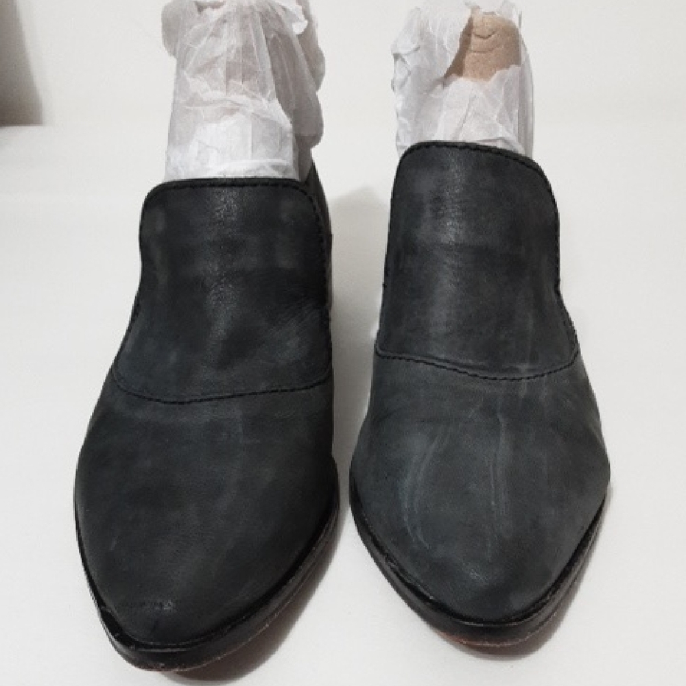 Free People Brady Gray Leather‎ Suede Stylish Black Leather Shoes
